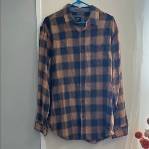 Lee Men's Casual Black and Brown Plaid Shirt